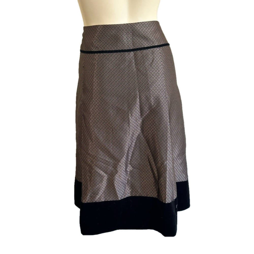 ANN TAYLOR black golden pleated party metallic skirt SZ 12